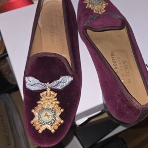Stubbs & Wootton Burgundy Velvet Loafers